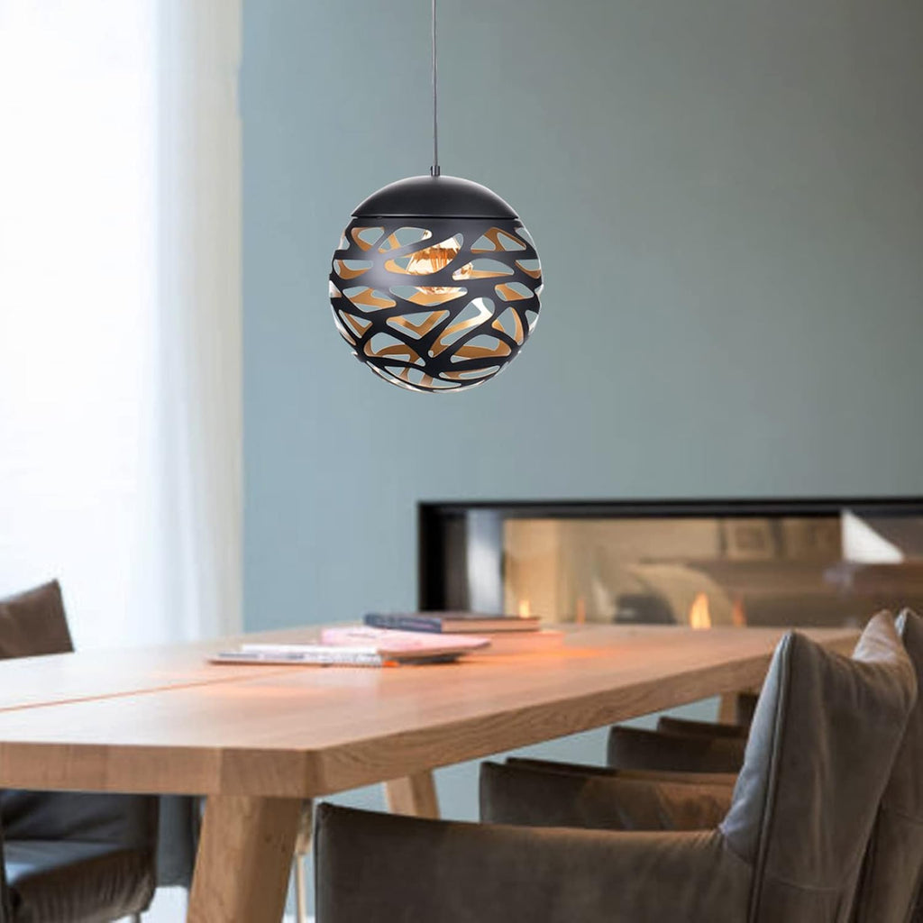 Matte Black Metal Pendant Light with Bulb Included X23756