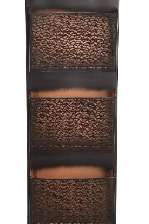 Metallic Black / Beige Wall Mounted 3 Pocket Letter Holder M8613