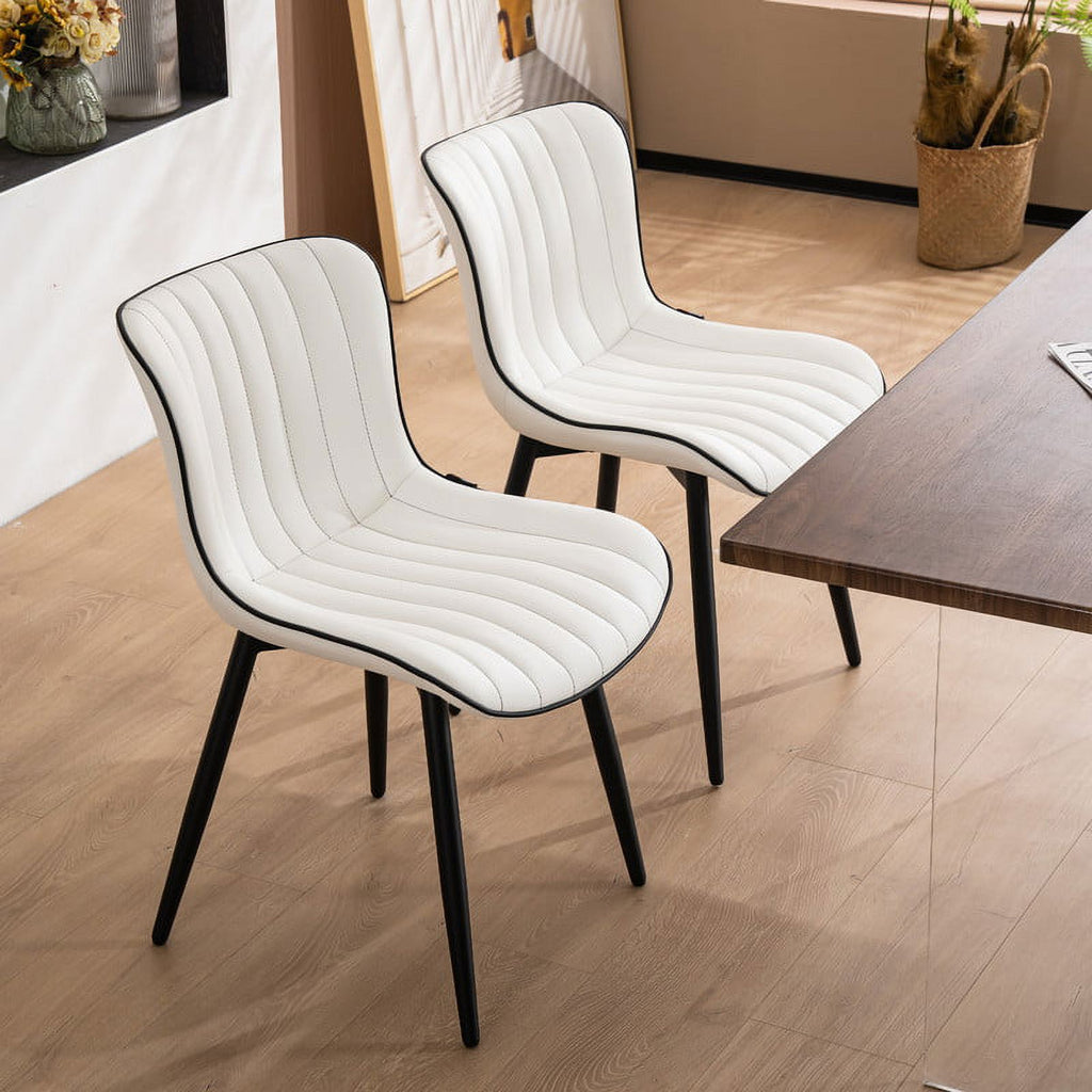 White Faux Leather Dining Chair Set of 2 F18943