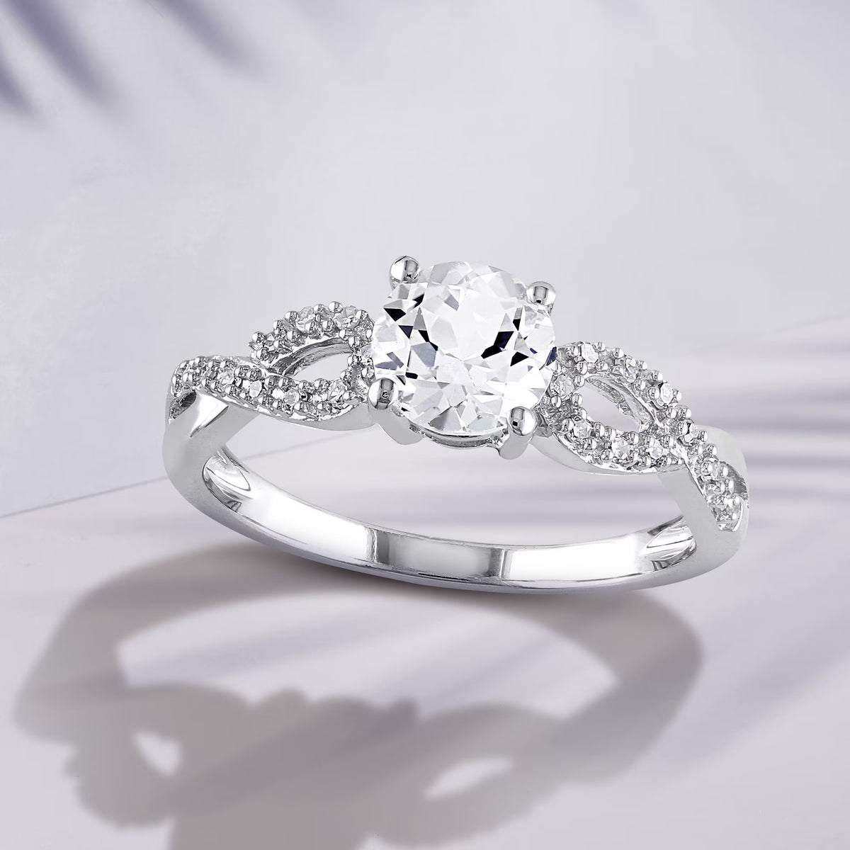 10kt White Gold Solitaire Ring with Infinity Band R636107