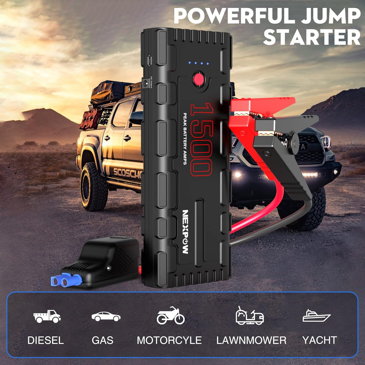 Car Jump Starter, 21800mAh 12V Portable Lithium Jump Box with LED Light E2295