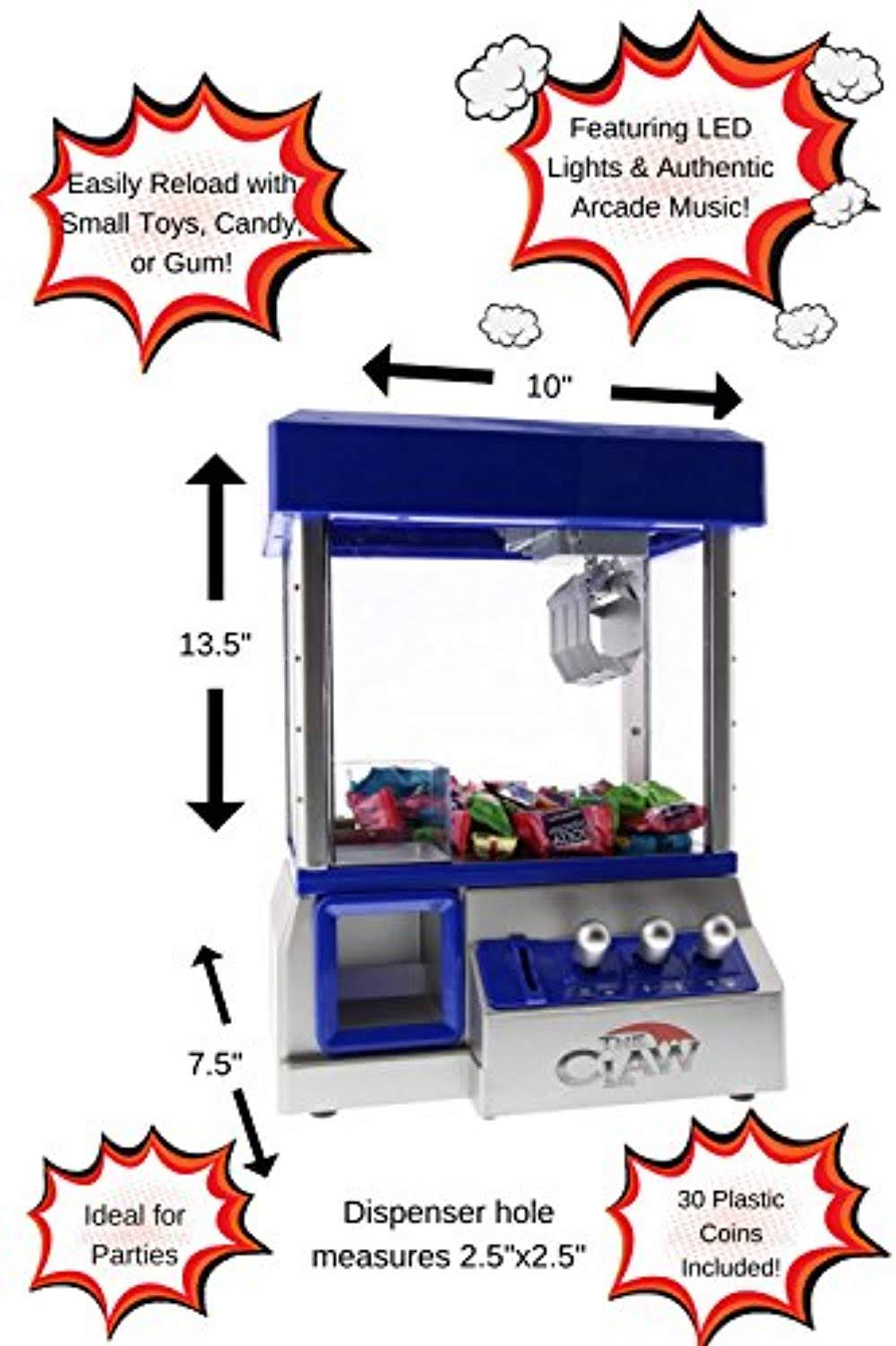 Blue Electronic Candy Grabber Machine Arcade Game with LED Lights Z10042