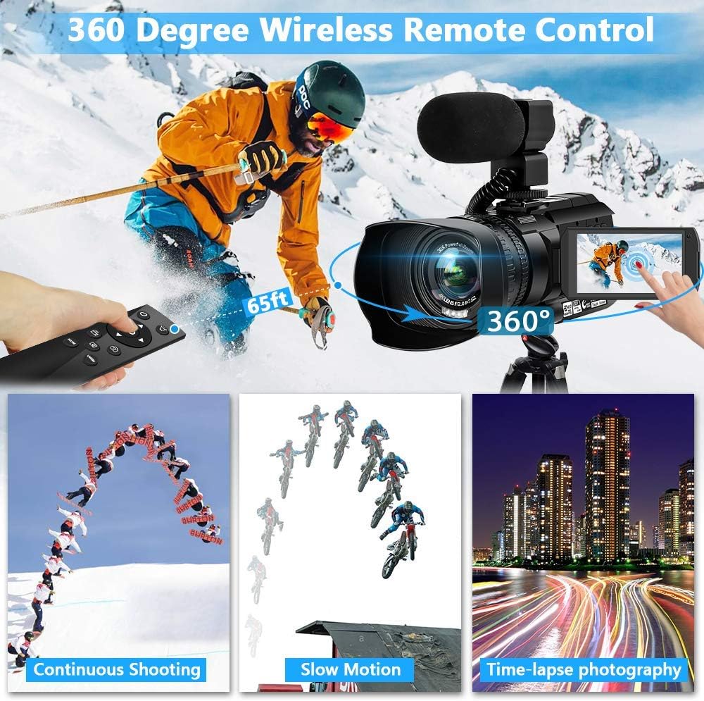 4K HD Auto Focus Camcorder 48MP 60FPS 30X Digital Zoom Camera with Handheld Stabilizer K35167