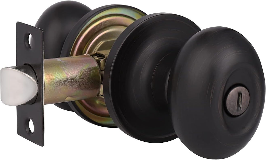 6 Packs Oil Rubbed Bronze Privacy Door Knobs with Lock N551