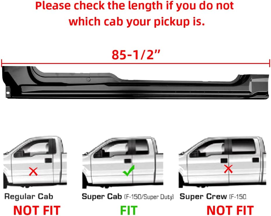 Black Rocker Panel Guard Pair for Ford F150 Extended Cab Y751