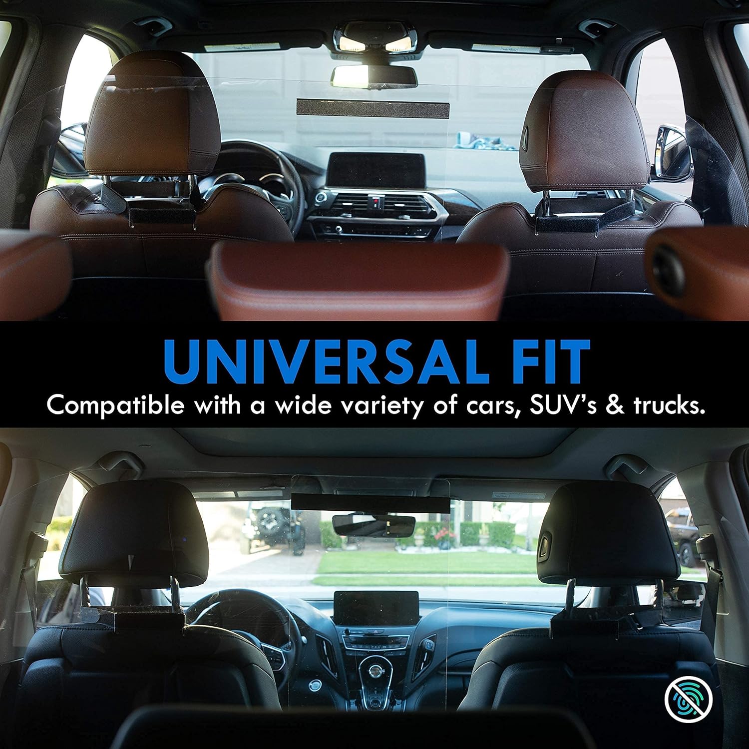 Adjustable Plexiglass Car Sneeze Guard Bundle with Cleaning Cloth E27370