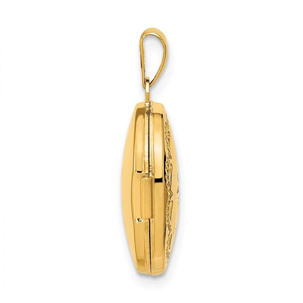 14K Yellow Gold Diamond Oval Locket Pendant K373