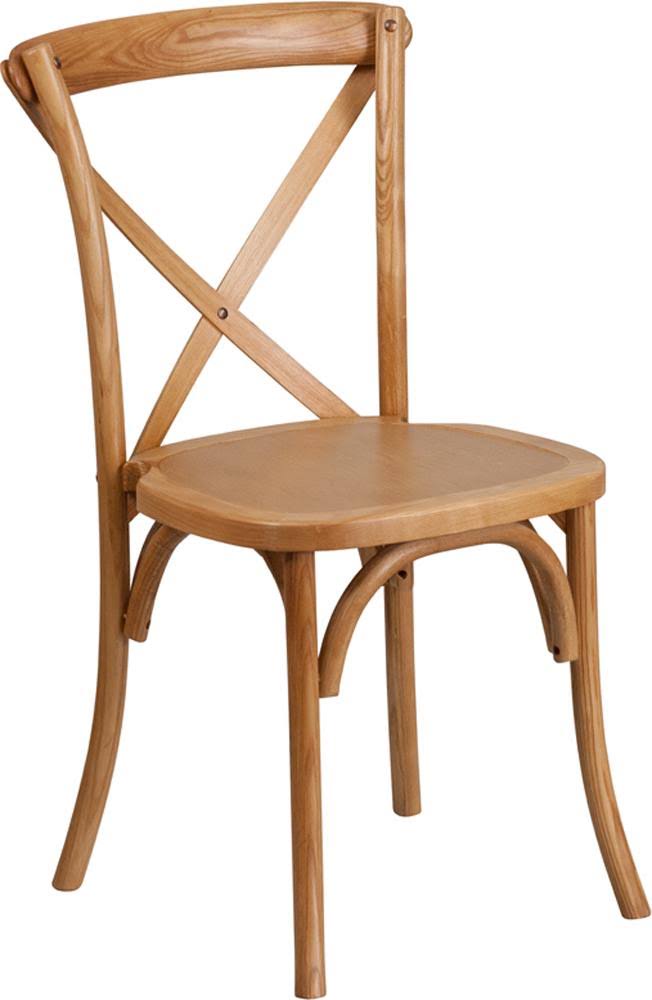 Stackable Wood Cross Back Chair, Pecan L111