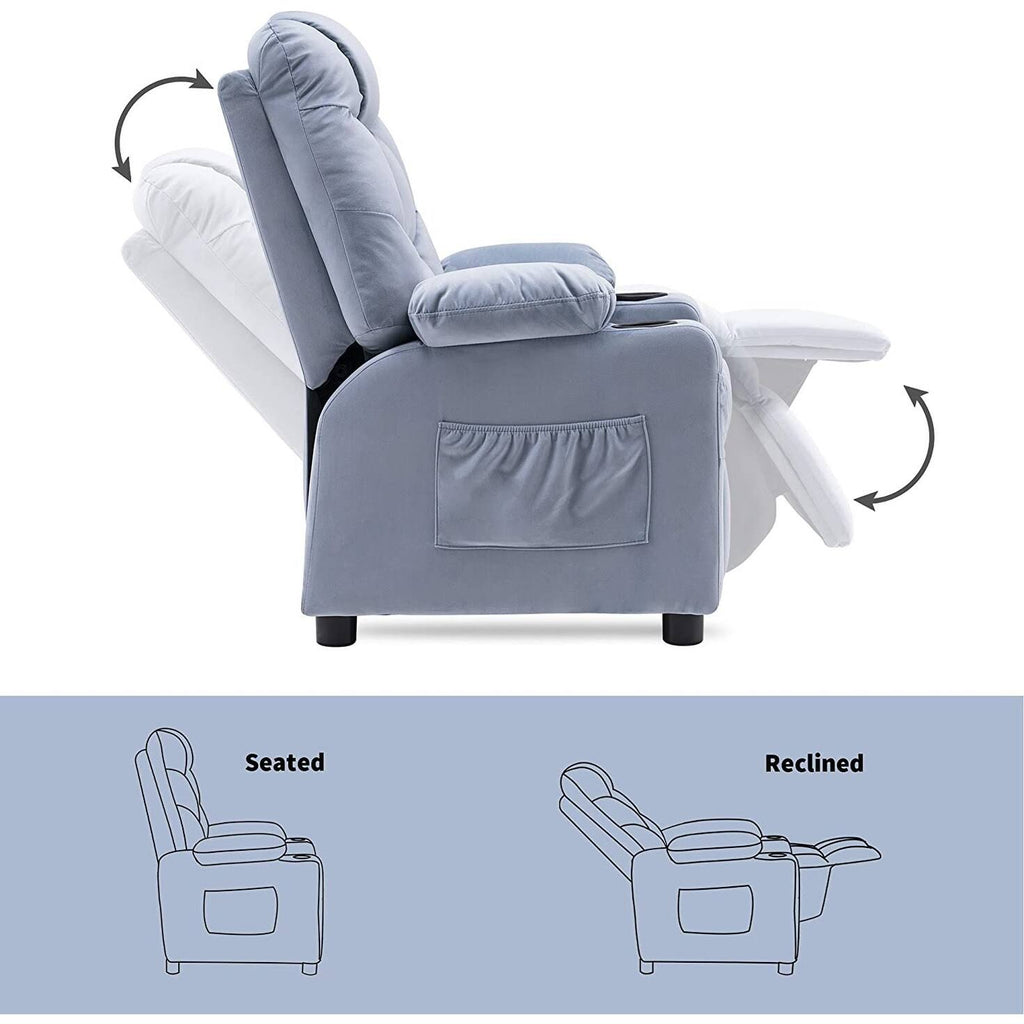 Velvet Recliner Chair with Cup Holders D899450