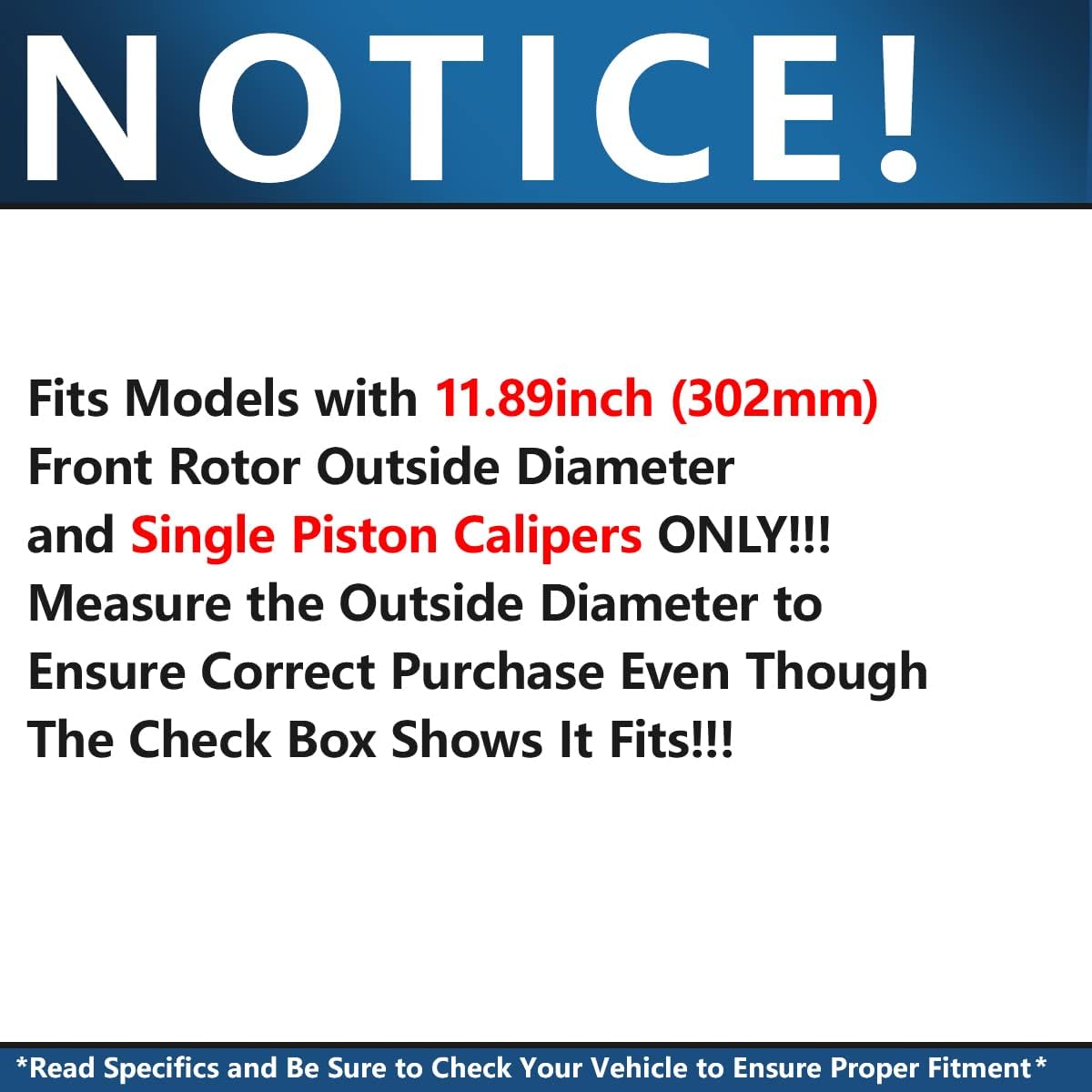 11.89" Front & 12.01" Rear Disc Rotor + Brake Pad Replacement D704