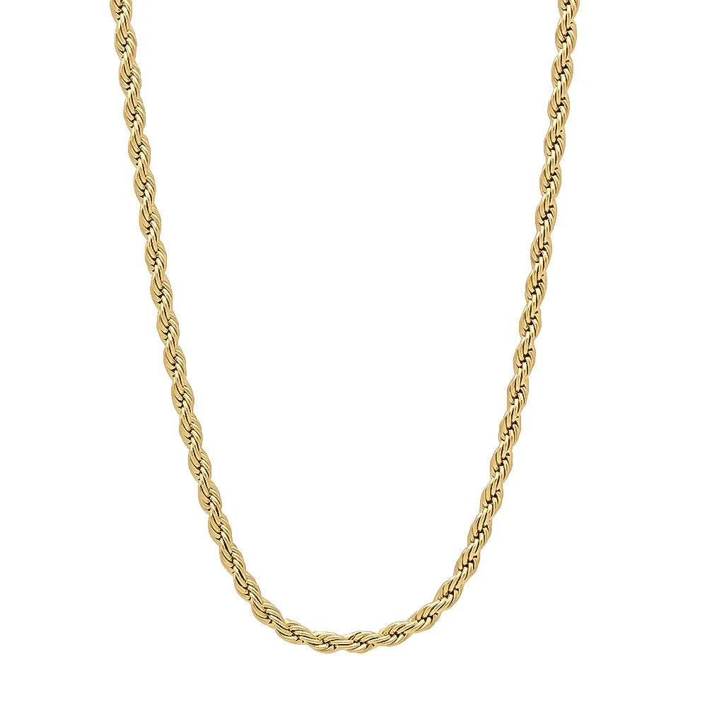 14k Yellow Gold Plated Twisted Rope Chain Necklace, 22 inches M35078
