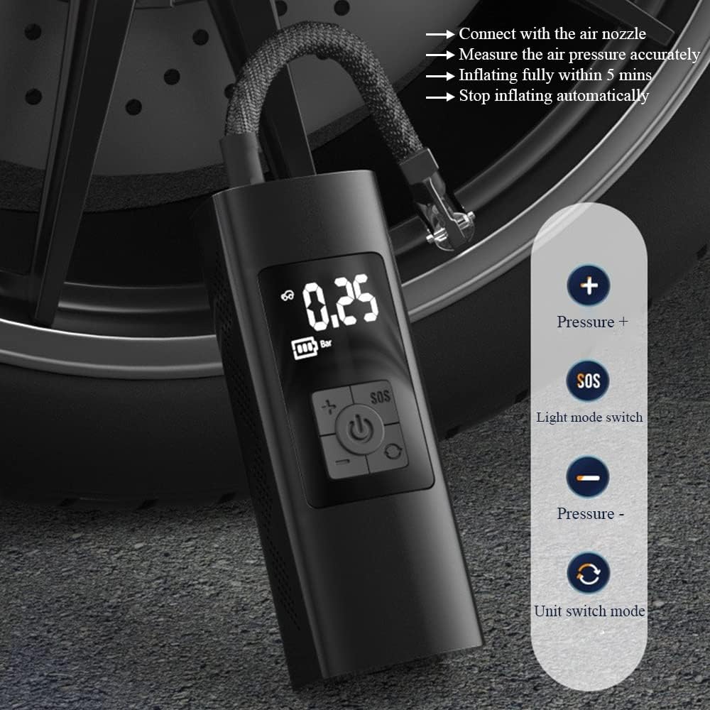 Portable 150PSI Tire Inflator with LCD Screen and LED Light H888983