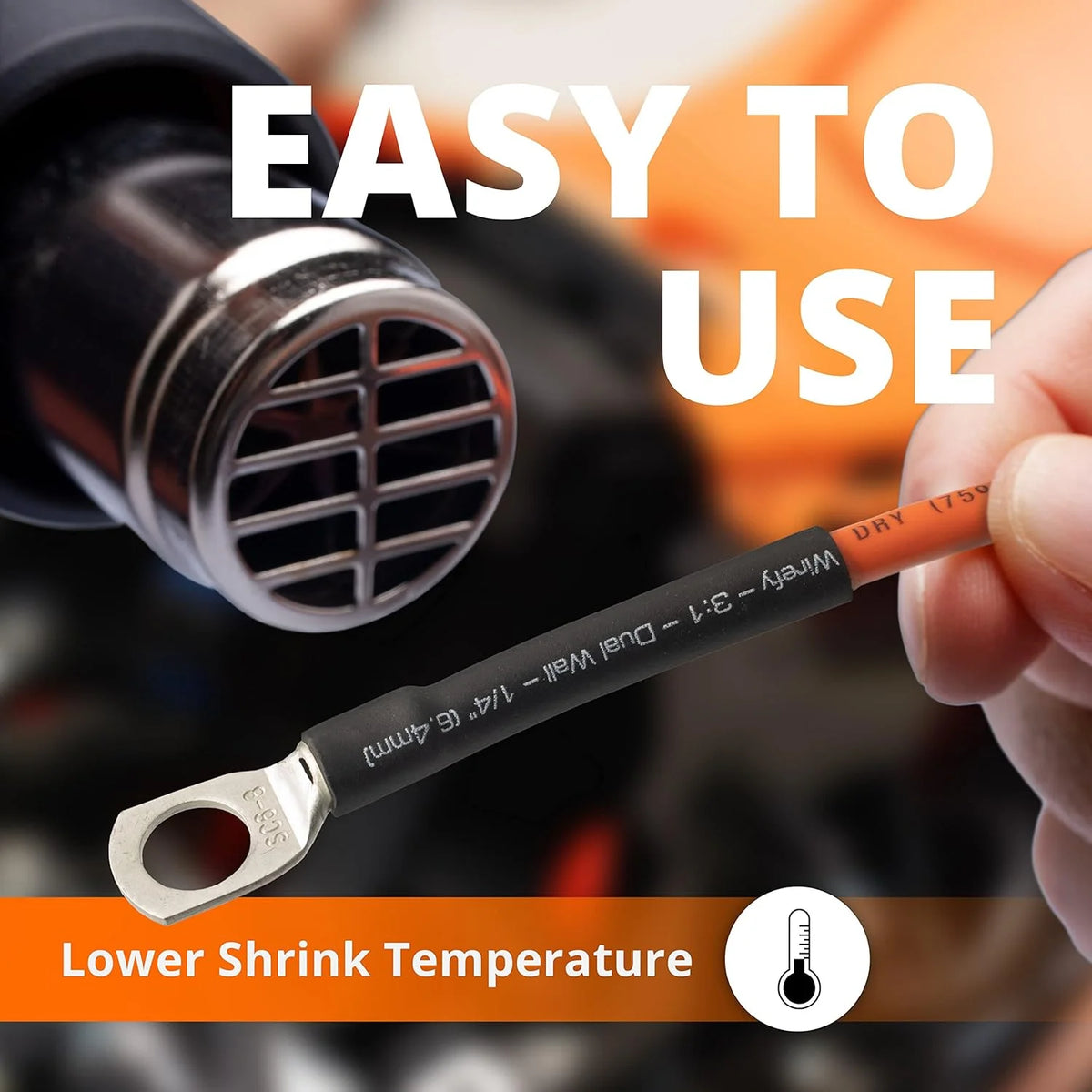 Black 50 Feet Roll Adhesive Lined Heat Shrink Tubing J24192