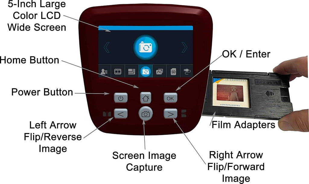 Film & Slide Scanner with 5 Screen, 22MP JPEG, 16GB SD Card (Black) O633178
