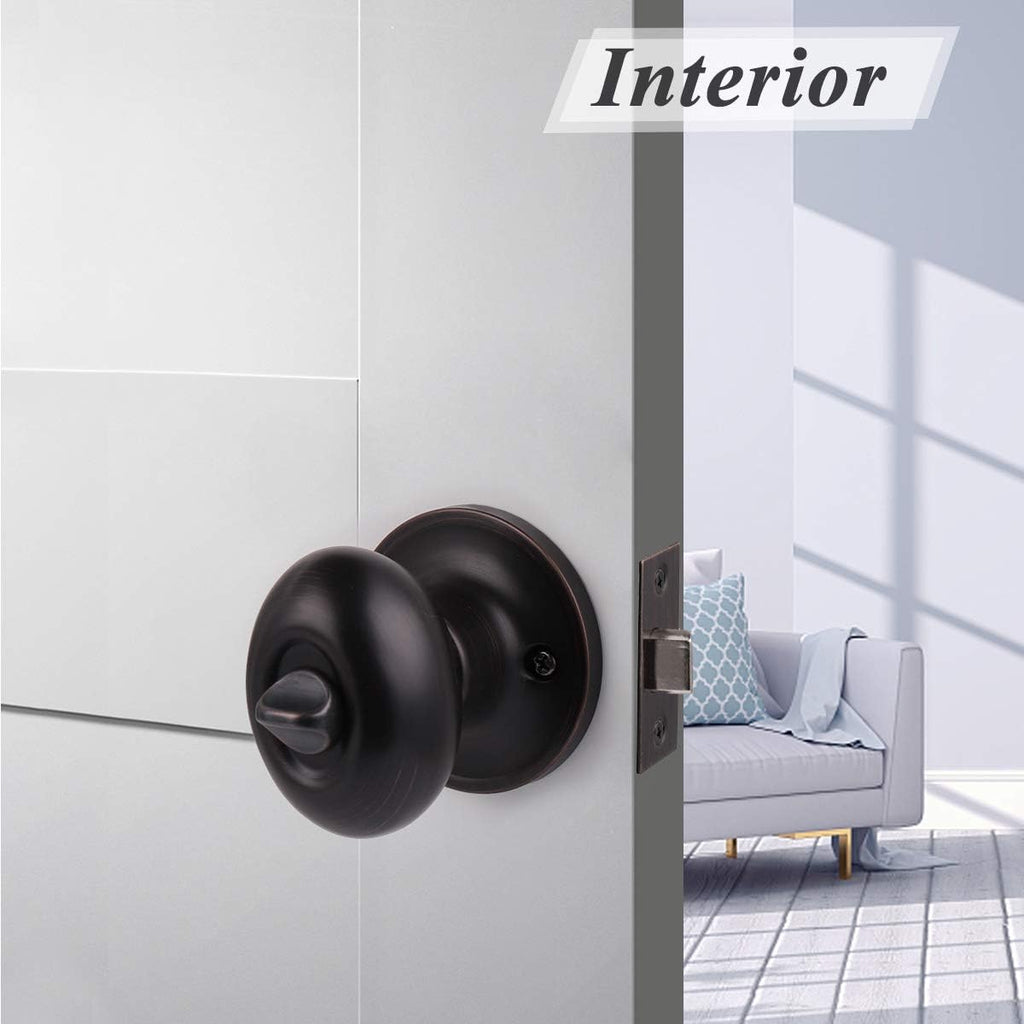 6 Packs Oil Rubbed Bronze Privacy Door Knobs with Lock N551