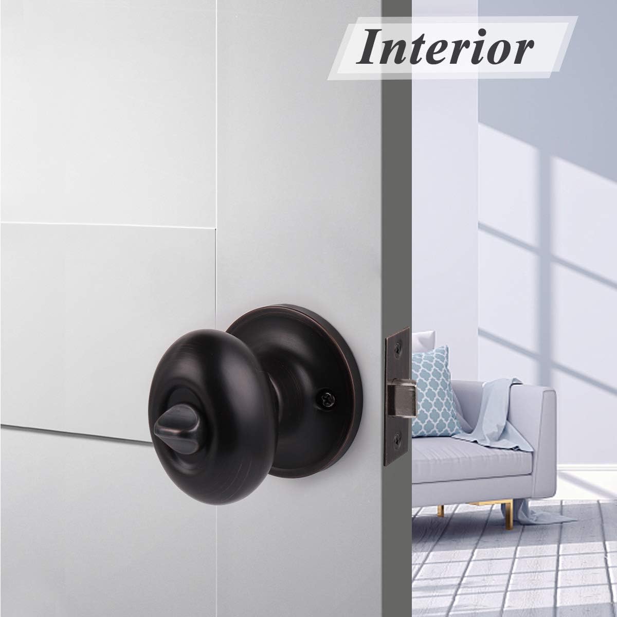 6 Packs Oil Rubbed Bronze Privacy Door Knobs with Lock N551
