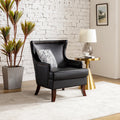 Black Faux Leather Wingback Accent Chair with Nailhead Trim K329