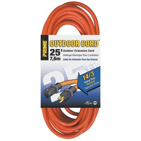 Orange 25-Foot 14/3 SJTW Heavy Duty Outdoor Extension Cord D6921