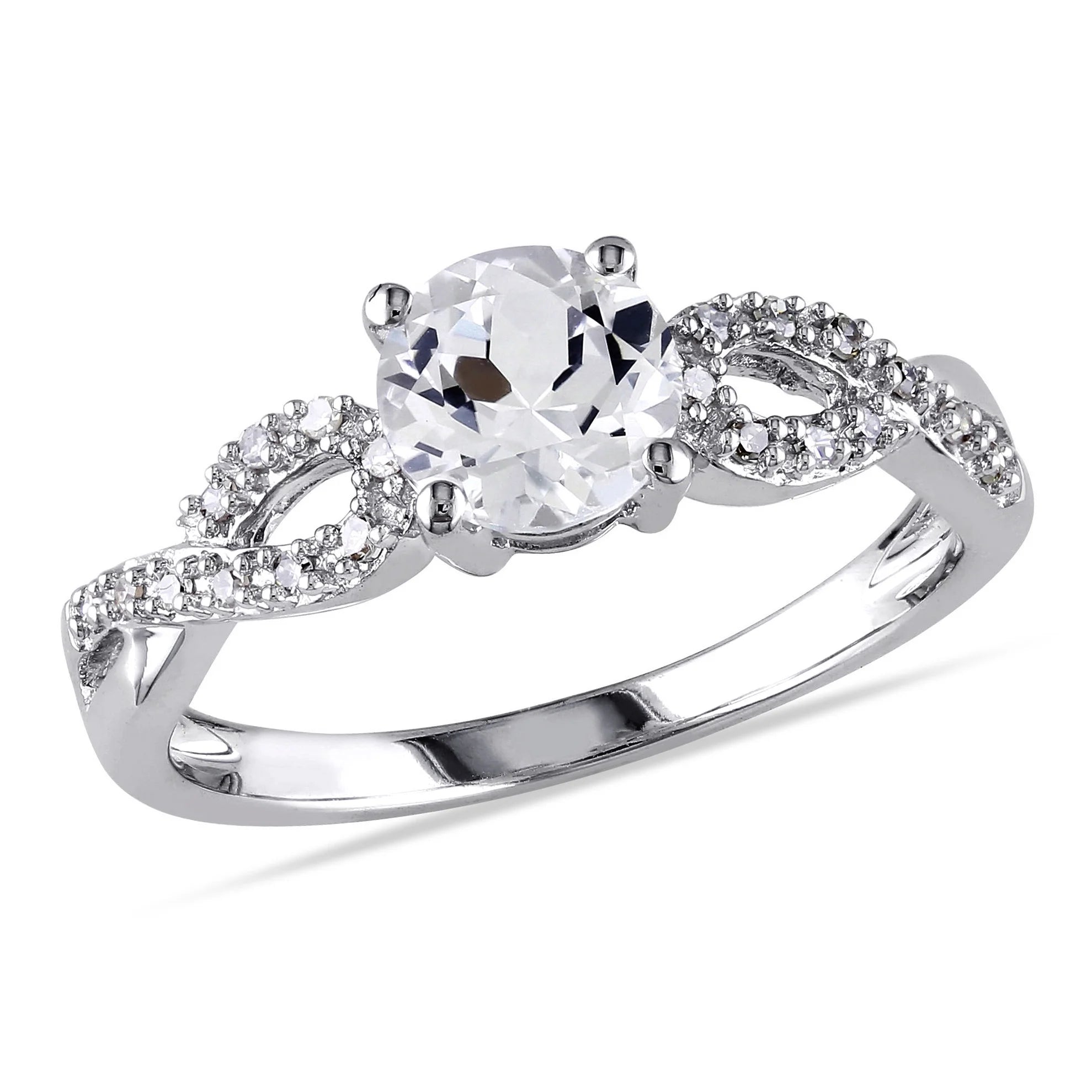 10kt White Gold Solitaire Ring with Infinity Band R636107