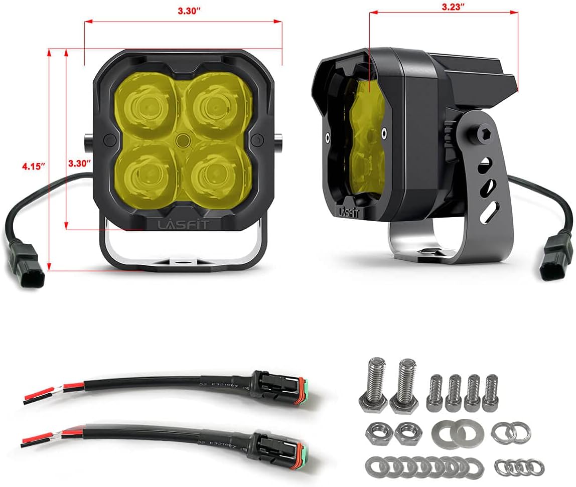 Yellow 3 inch LED Light Pods Spot Pair U170820