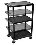 3 Shelves A/V Utility Cart with Electric - Black K6709