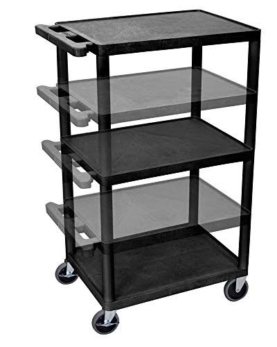 3 Shelves A/V Utility Cart with Electric - Black K6709