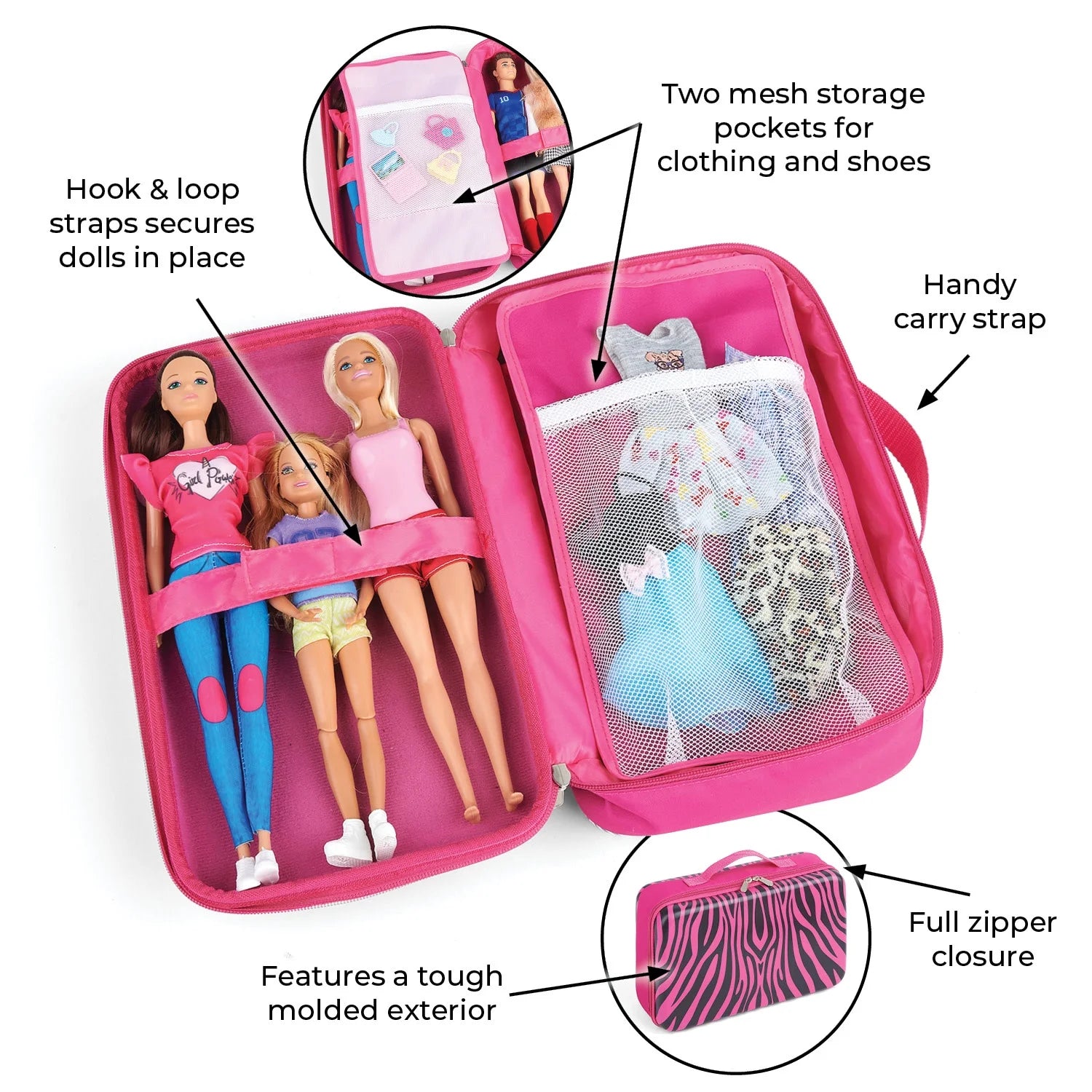 Animal Print Pink Doll Storage and Travel Case N806301