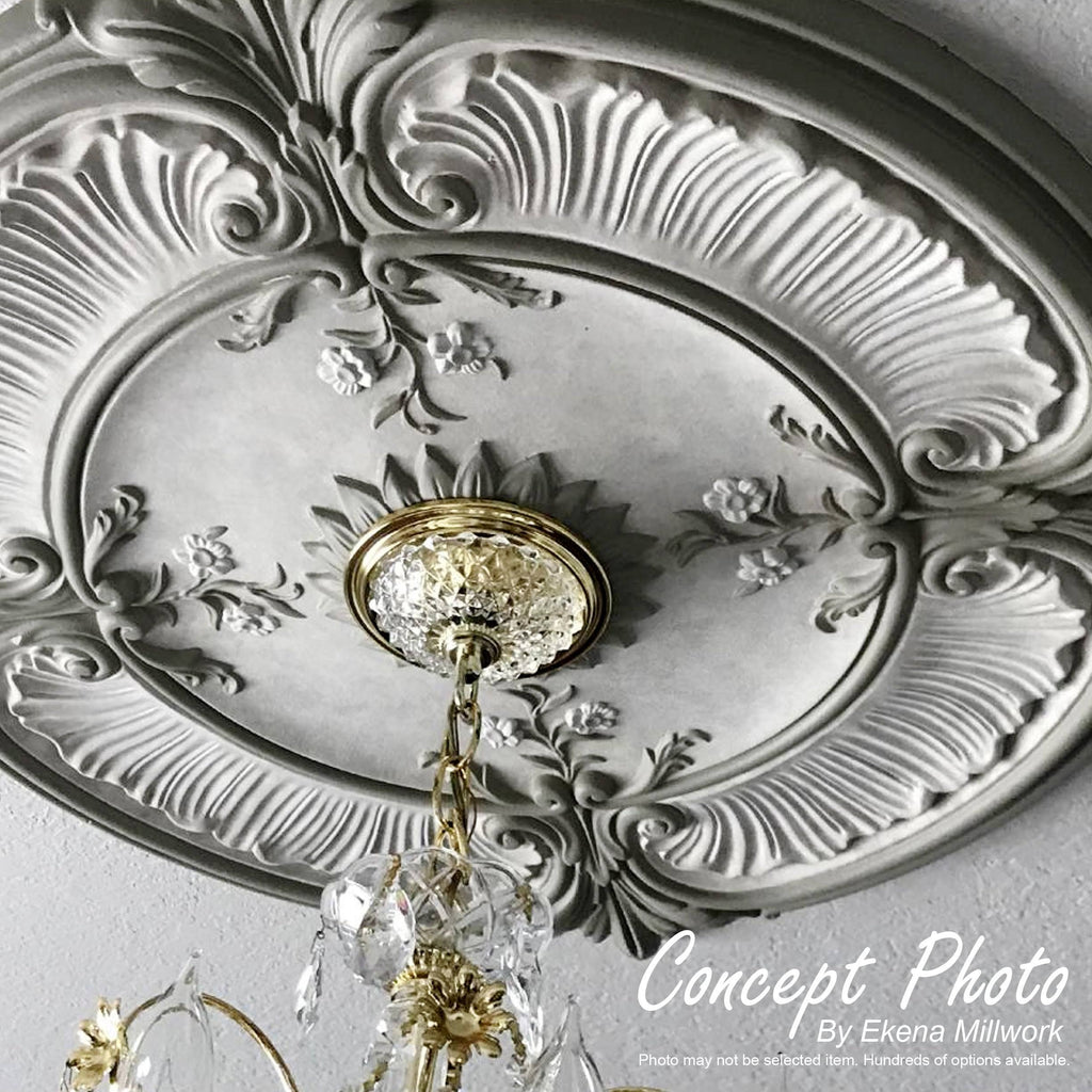 24 3/4x22OD 1 3/8x22ID x 3 1/4x22P Hand-Painted Clear Yellow Ceiling Medallion T982