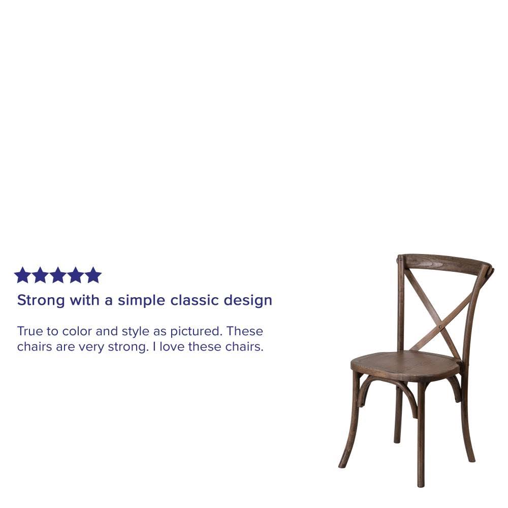 Stackable Wood Cross Back Chair, Pecan L111