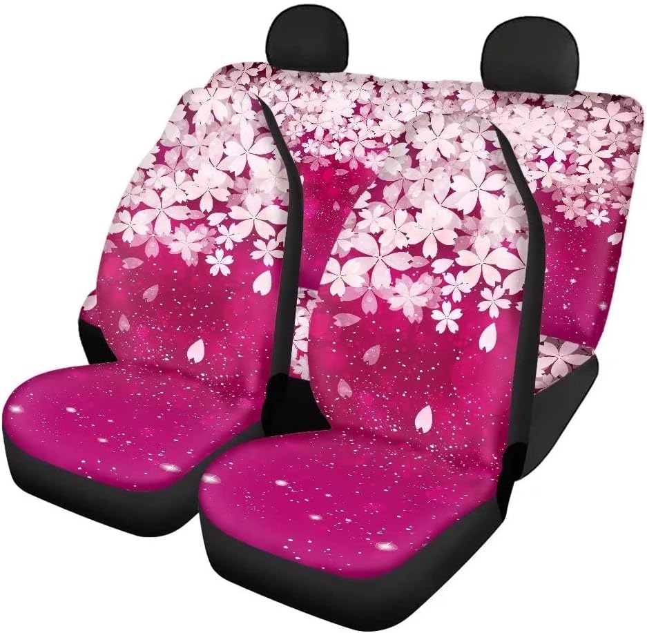 Red Kiss Lips Print 4pcs Car Seat Cover Set U363023