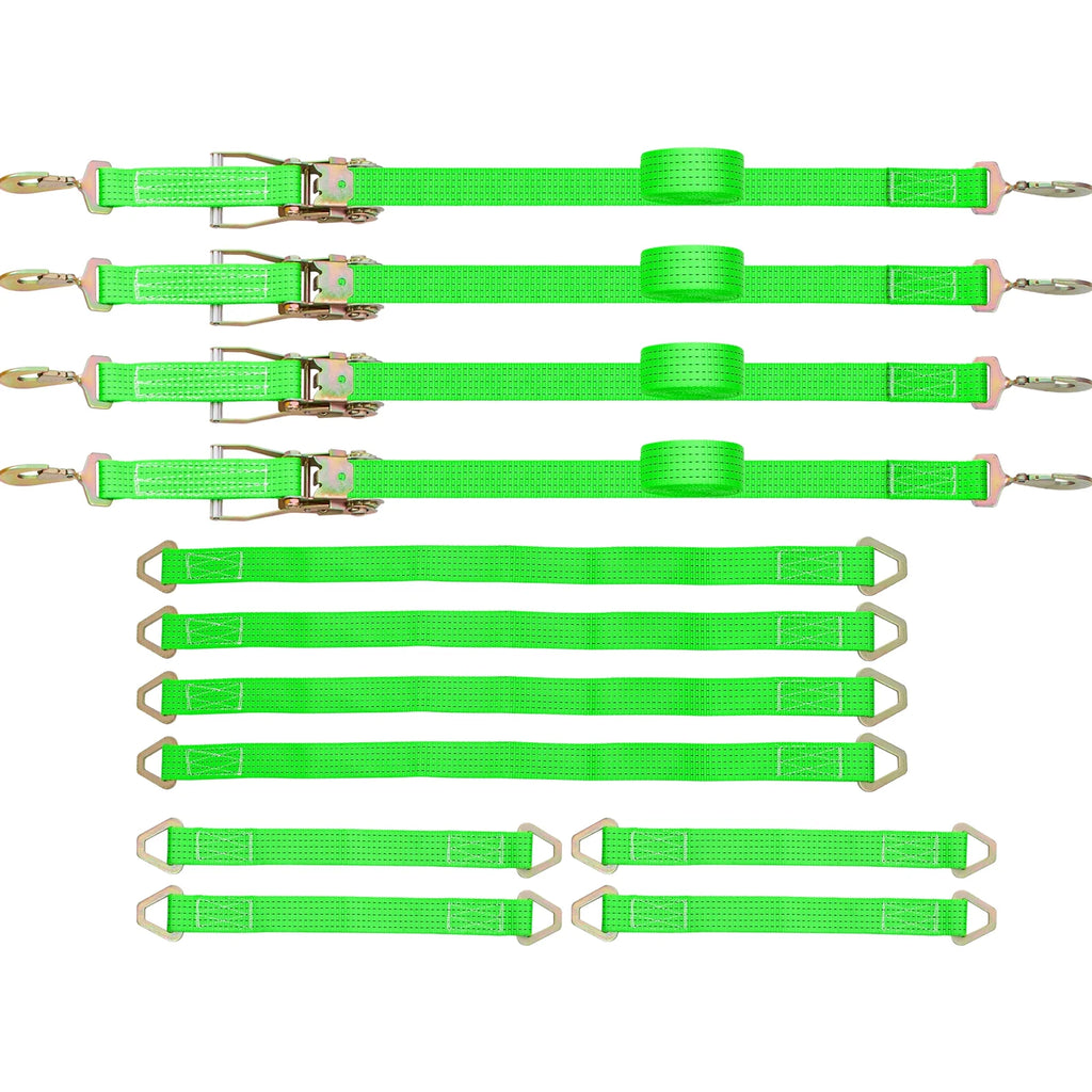 Green Polyester Ratchet Tie Down Strap 12 PCs U853