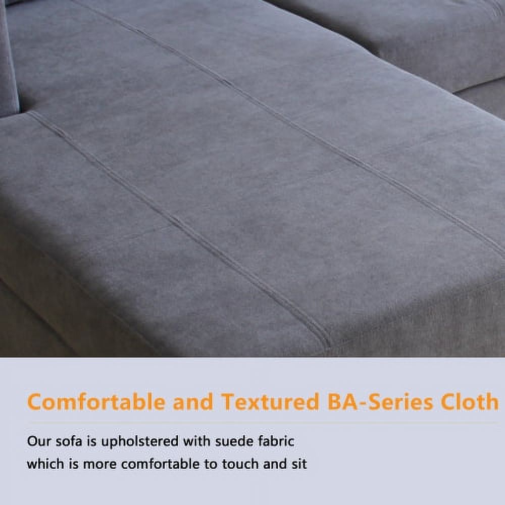 Grey L Shape Sectional Sofa with Reversible Chaise Lounge P370