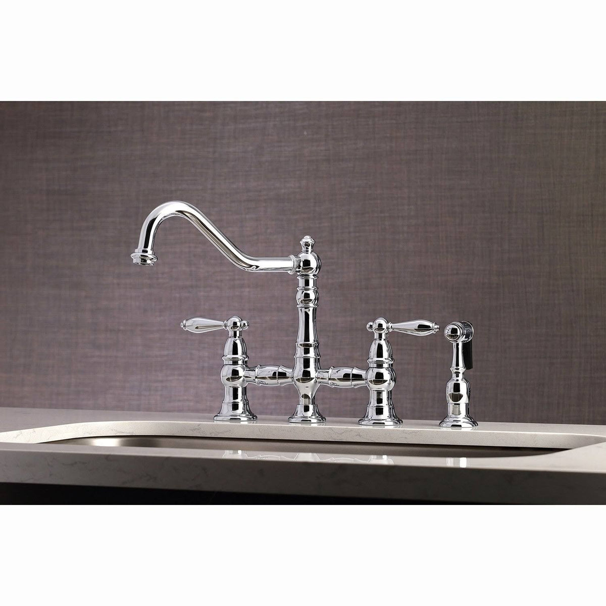 Polished Chrome Kitchen Faucet with Side Sprayer V893650