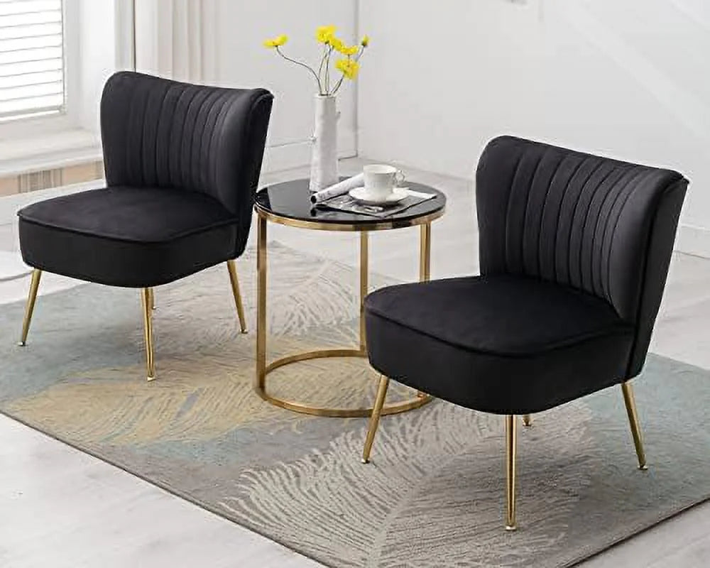Light Gray Velvet Accent Chair with Golden Legs K5370