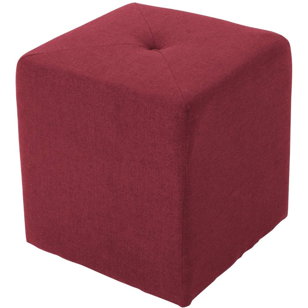 Deep Red Fabric Square Ottoman D311649