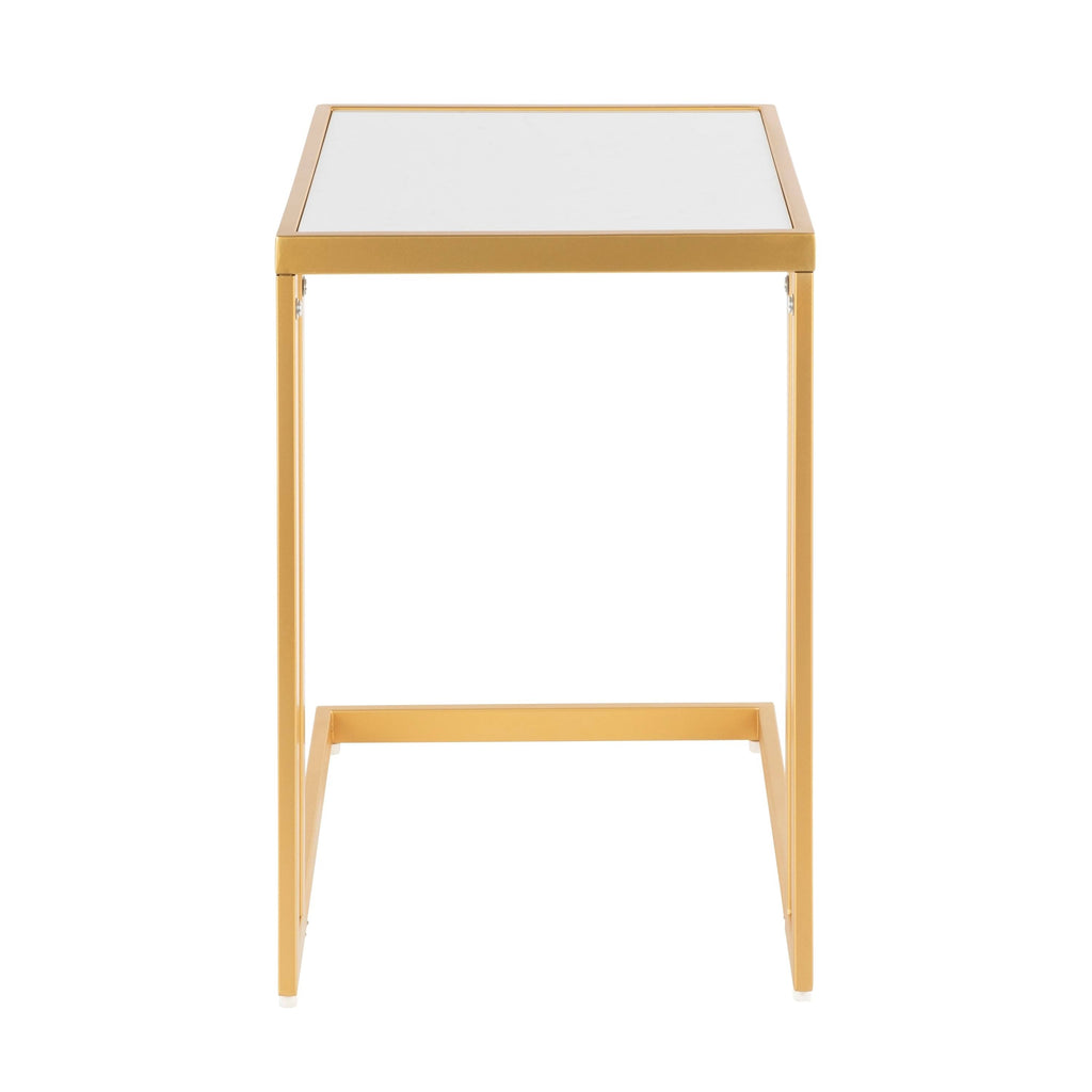 Gold Metal White Marble Side Table Y444