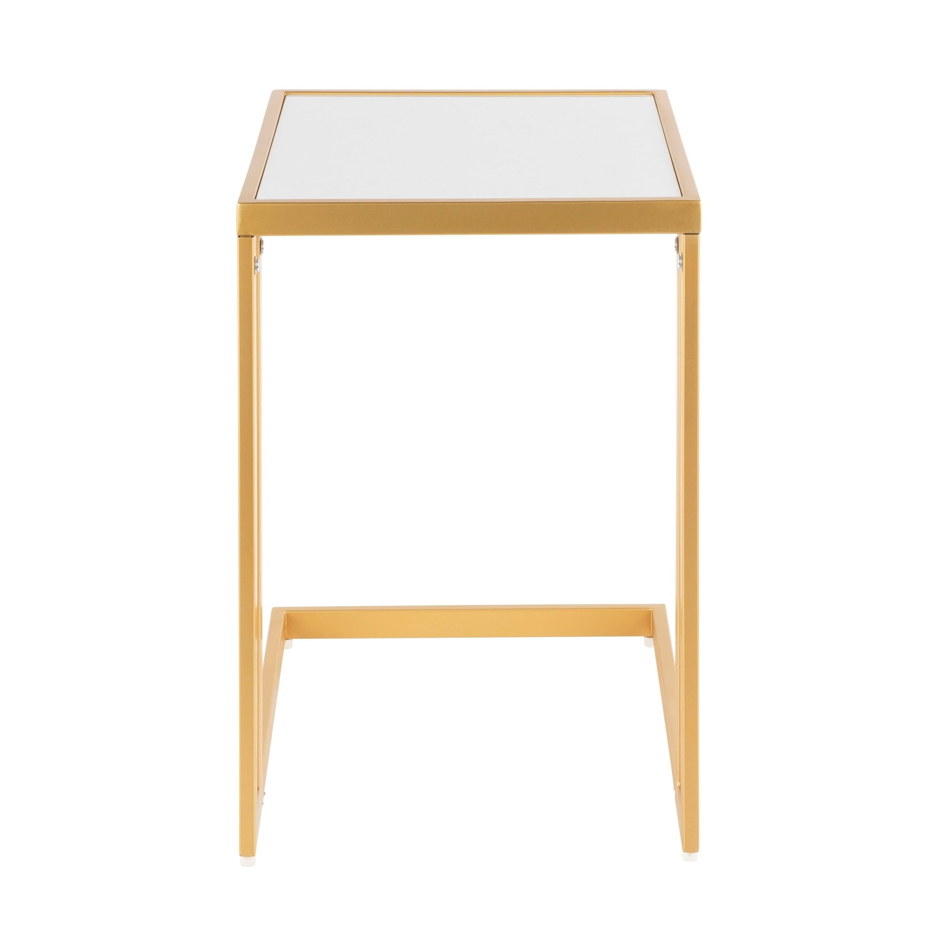 Gold Metal White Marble Side Table Y444