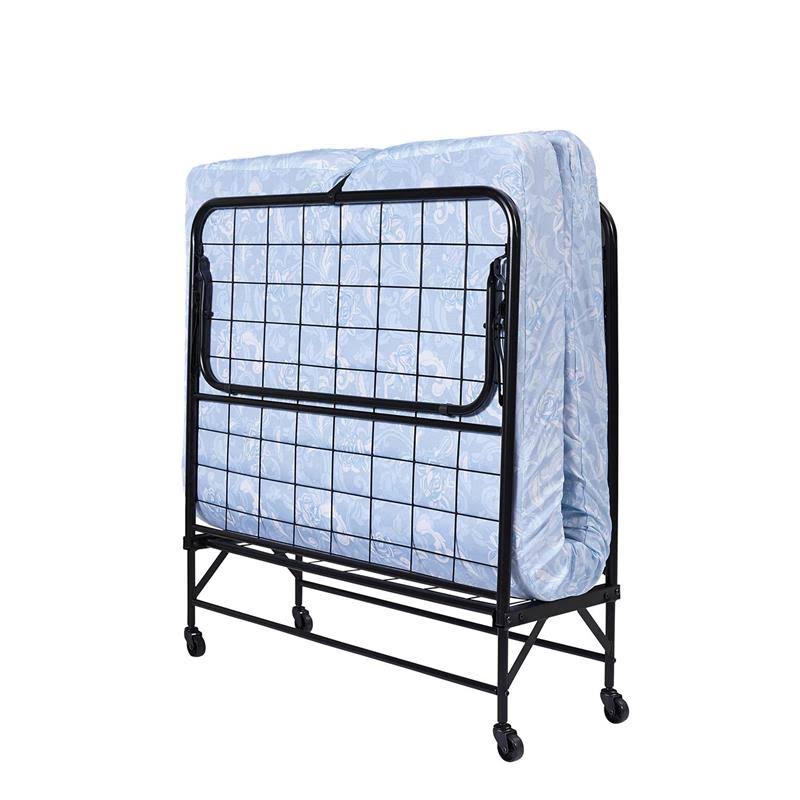 Twin Size Folding Guest Bed with Metal Frame and 5 inch Mattress in Black V5438