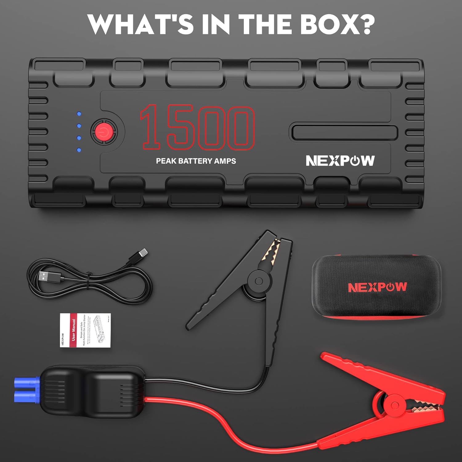 Car Jump Starter, 21800mAh 12V Portable Lithium Jump Box with LED Light E2295