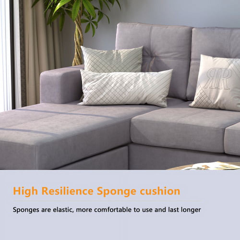 Grey L Shape Sectional Sofa with Reversible Chaise Lounge P370