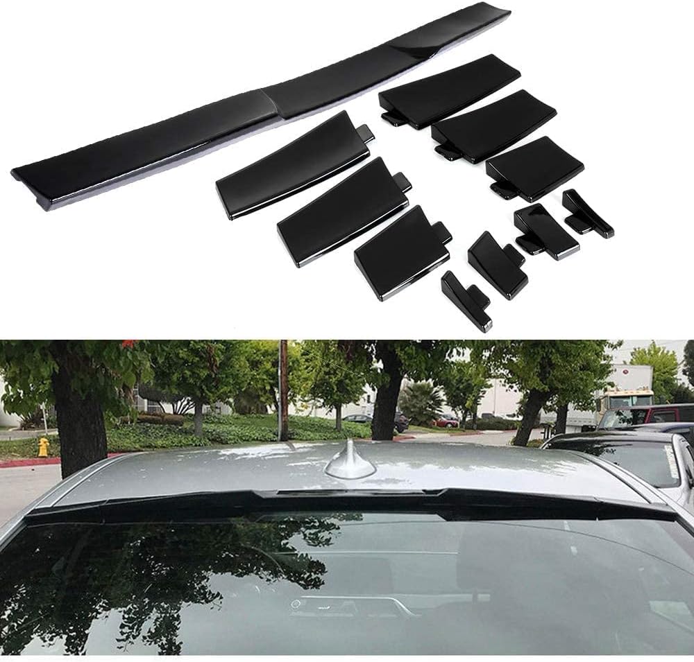 1-Piece Rear Window Roof Spoiler Wing Hydro Dipped Plastic Glossy Carbon Look Pack of 2 I273