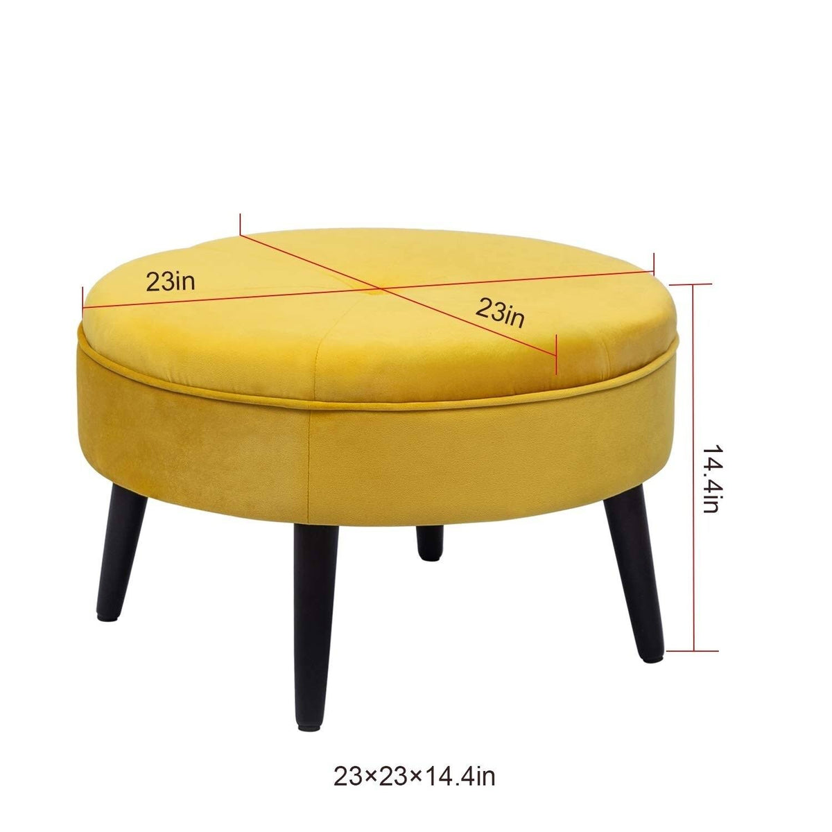 Yellow Round Tufted Fabric Ottoman Y61516