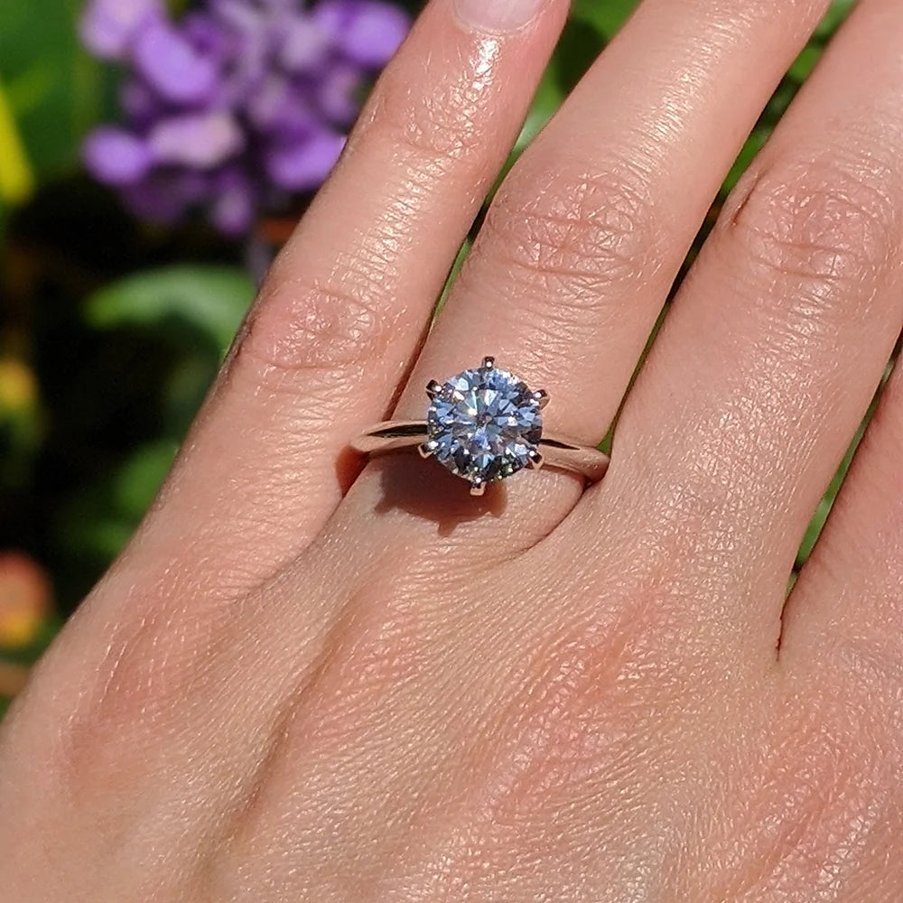 Platinum Plated Silver Solitaire Engagement Ring Q932