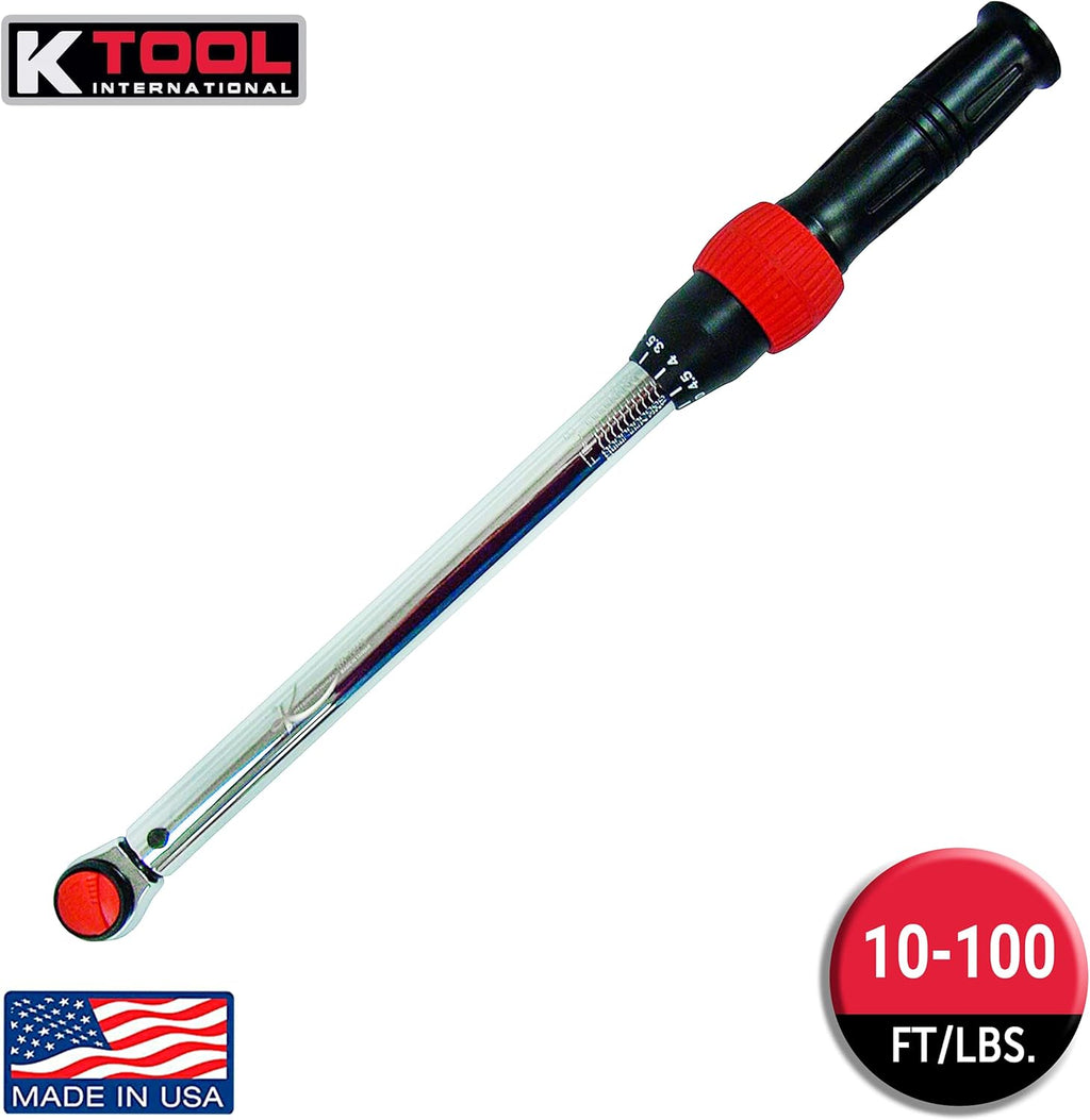 3/8" Drive Click Style Long Torque Wrench, 10-100 feet/lbs. Capacity, 16-1/4" Long, Pack of 2 V61311