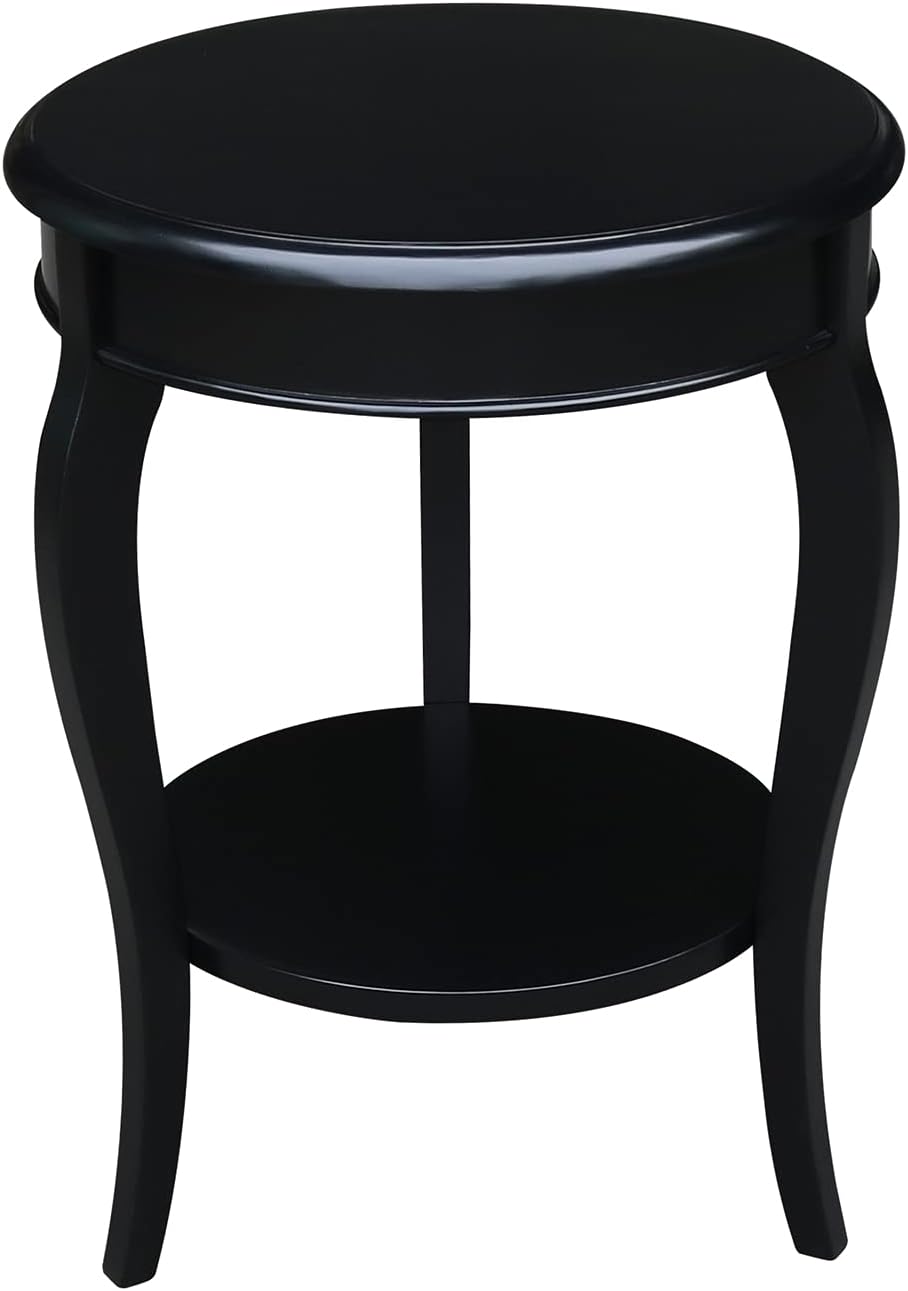 Round End Table, 18 Inches Wide, Heather Grey-Antique Washed L202