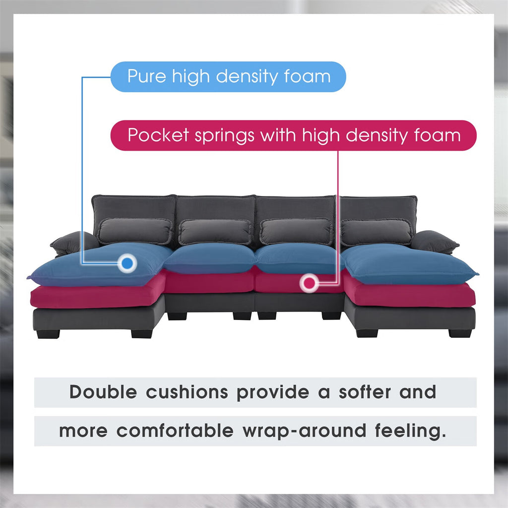 U-shaped Sectional Sofa with Waist Pillows J81643