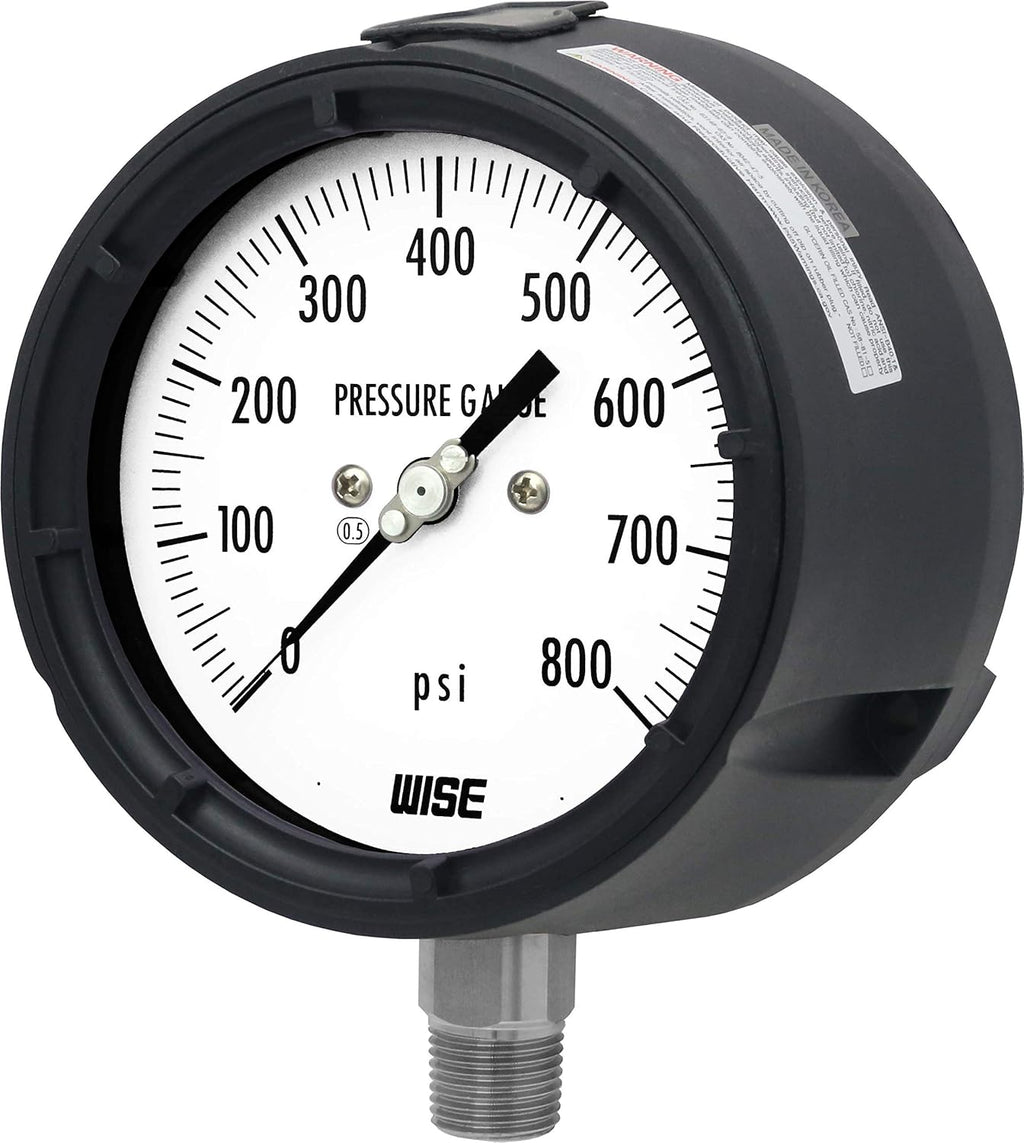 125mm Dial 0~800psi Pressure Gauge, 1/2NPT(M), Bottom Connection, Pack of 2 B377210