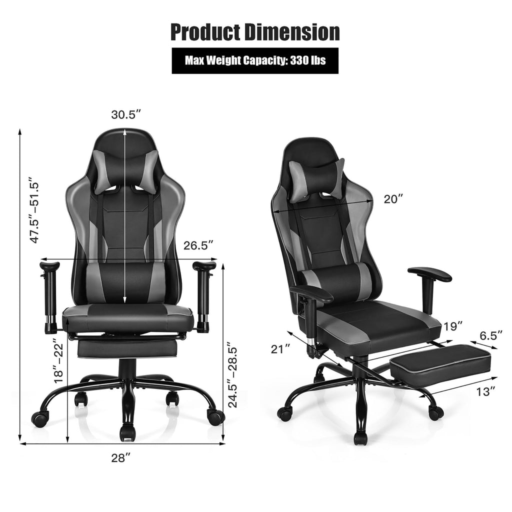 Black Gaming High Back Office Chair with Footrest Y97903