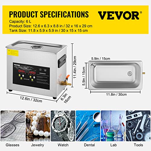 6L Ultrasonic Cleaner with Heater Timer E9717