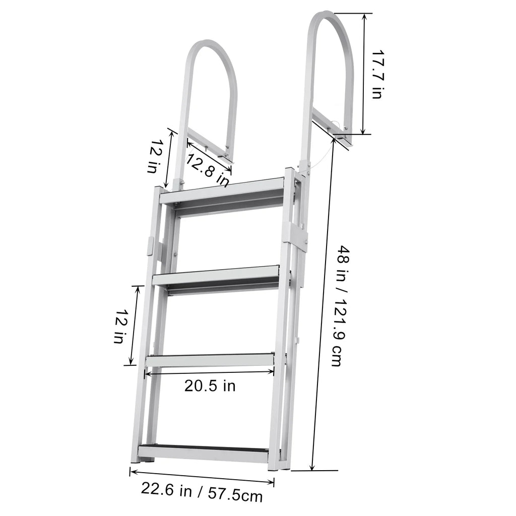 Aluminum Dock Ladder 55.1-67.1in Height Adjustable 4 Step Q1223